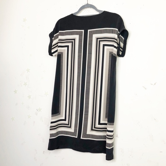 CYNTHIA Rowely geometric silk  Shift mini dress - Picture 2 of 8